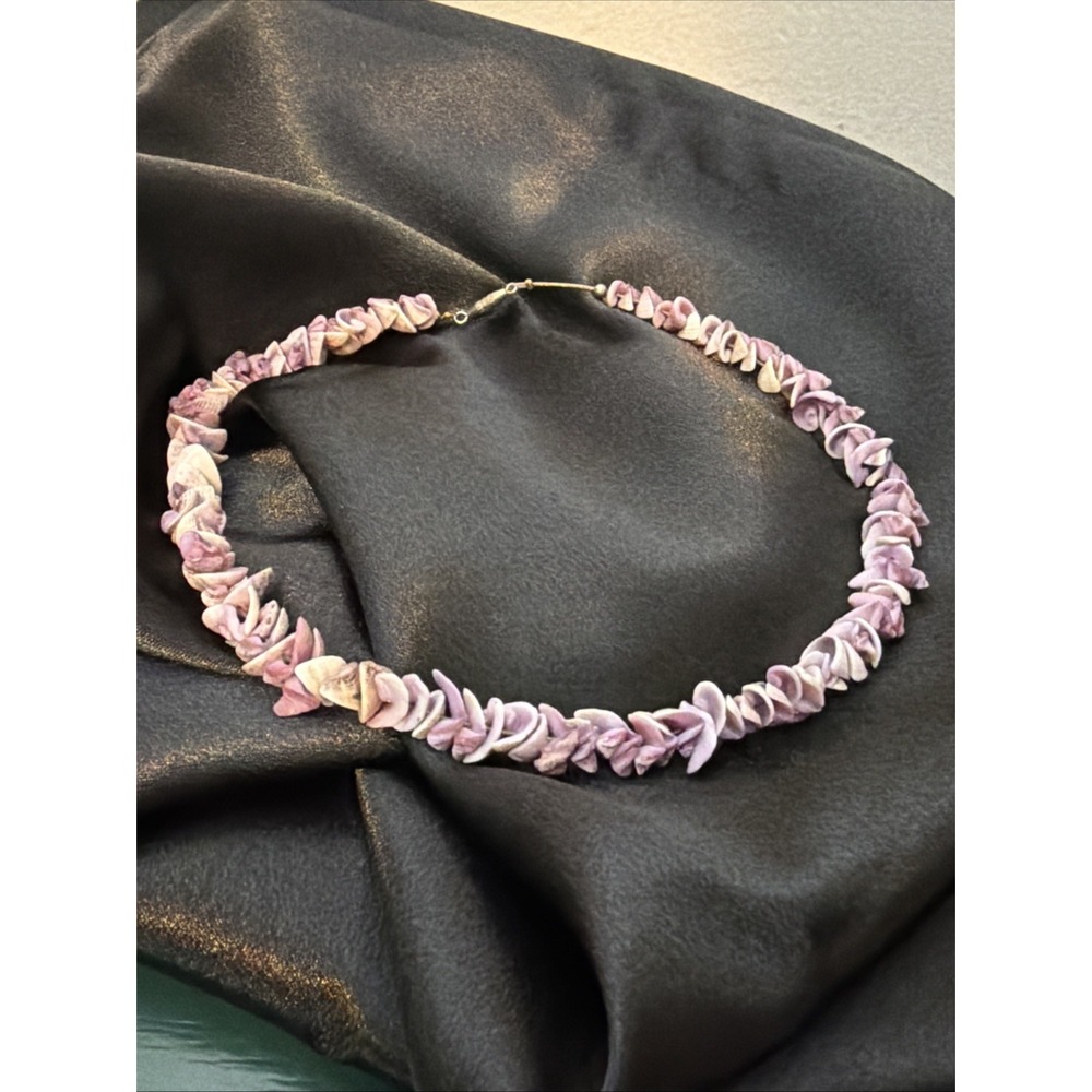 Vintage Purple Pastel Chip Seashell Choker Necklace 1980s 1990s - Picture 5 of 6